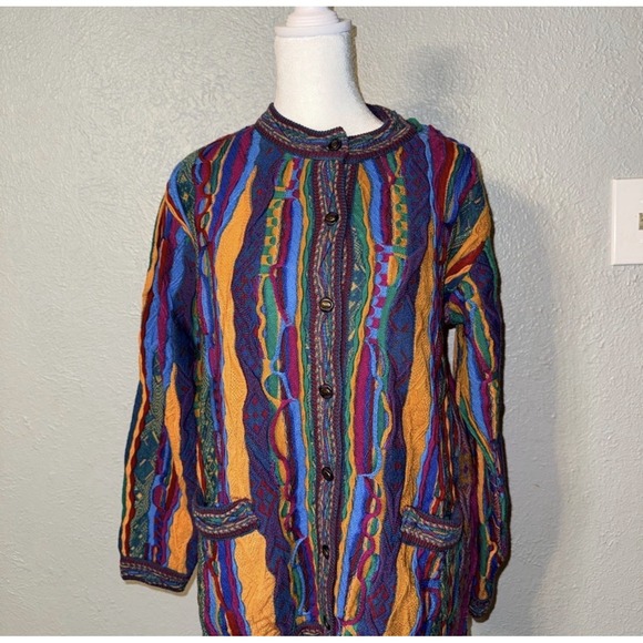 Geccu Australia Unisex Textured Knitted Cardigan Sweater Size Small 100% Wool